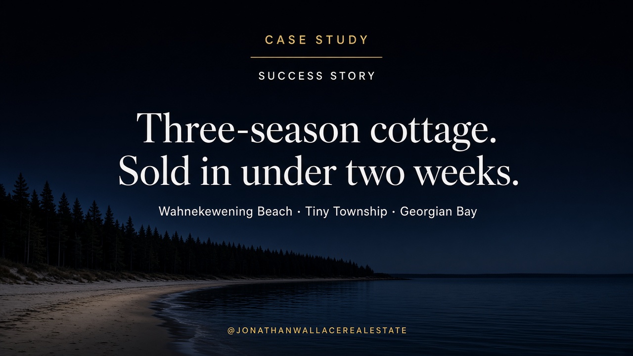Case study success story: three-season cottage at Wahnekewening Beach in Tiny Township sold in under two weeks